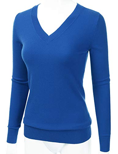 Image of EIMIN Women's Long Sleeve V-Neck Slim Fit Pullover Soft Knit Top Sweater (S-XL)