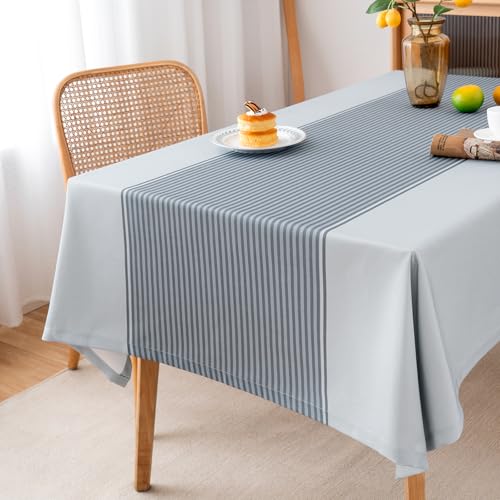 Arwllzz Toalha de mesa retangular antimanchas, impermeável, lavável, azul-marinho cinzento toalha de mesa vintage toalha de mesa decorativa para cozinha sala de jantar exterior aniversário Buffet 140