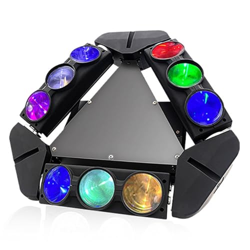 HJBFZZBD Araignée Lampes DJ à Tête Mobile, Lumières de Discothèque Têtes à 9 LEDs 10W Lumières de Scène RGB DMX-512 et Activation du Son Idéal pour Les Lumières de Mariage et de Fête