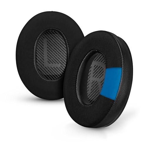 Hybrid Replacement Earpads for Bose QuietComfort 35 (QC35) Wireless Headphones, Soft Gel, Breathable Fabric w/PU Leather & Memory Foam, Extra Comfort, Easy Install, By Brainwavz (Black)