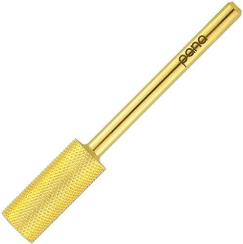 PANA Flat Top Small Barrel 3/32" Shank Size Fast remove (Gold, 2X Fine Grit) Acrylic or Hard Gel Nail Drill Bit for Manicure Pedicure Salon Professional or Beginner