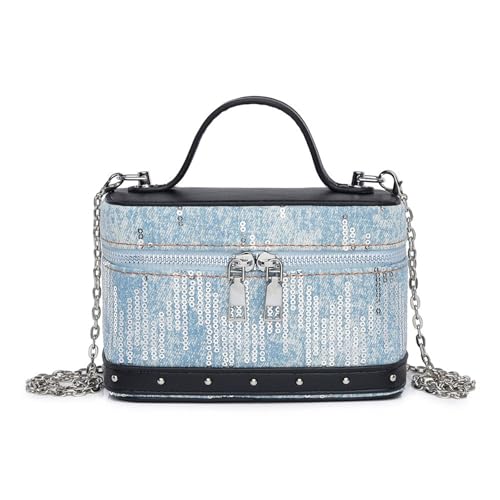 Sac bandoulière carré denim avec bandoulière réglable style coréen