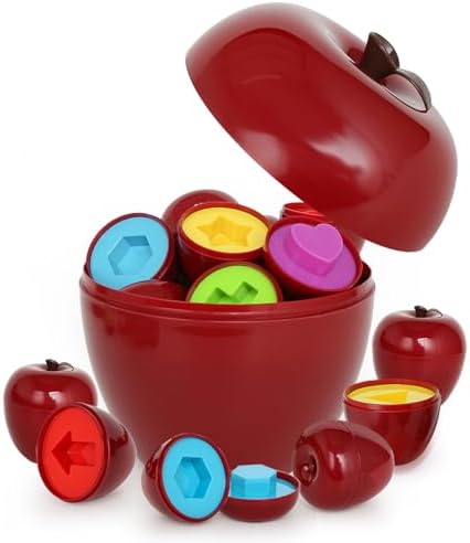 YIQOGAME Montessori Spielzeug ab 1 Jahr, Apfel Sortier- & Motorik-Lernspiel | pädagogisches Spiel, mit Farb- & Formerkennung, fördert Feinmotorik & Hand-Auge-Koordination