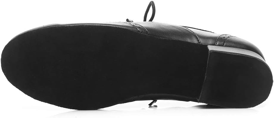 JUODVMP Mens Latin Dance Shoes Breathable 1" Standard Heel Leather Ballroom Tango Dancing Shoes Model 401