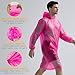 Bruvoalon 6 Pack Disposable Rain Ponchos for Adults & Youth - Multi Color Waterproof PE Hooded Raincoats with Drawstring, Family/Camping/Hiking/Emergency Essentials, Pink