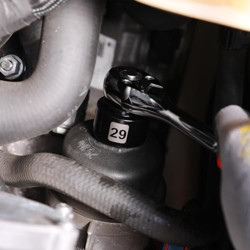 Mayouko 8 Pieces 3/8" Drive Low Profile Oil Filter Cap Wrench Socket Set, 24mm, 27mm,28mm,29mm,30mm,32mm,36mm,38mm,CR-V, Oil Filter Cap Remove and Install Tool Kit - Image 7