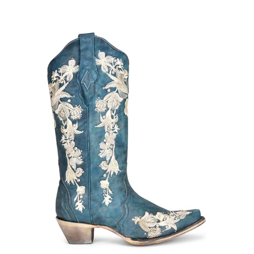Corral Women's Blue Floral Embroidered Western Boot2