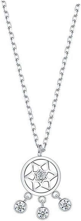 KGDC Pendant Necklace Dreamcatcher Sterling Silver Necklace Female Light Luxury Fashion Personality Clavicle Chain Trendy Pendant Necklaces for Women Girls