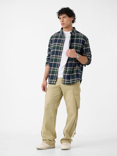 Image of The Souled Store Plaid: Black /Blue /Red Checks Long Sleeve Collared Neck Button Down Cotton Relaxed Fit Shirts for Men and Boys - Classic and Casual Wardrobe Essentials