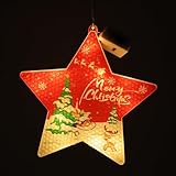 DEARMAMY 3 Piezas de Lámparas Colgantes Navideñas Rojas para Decoración Navideña de Árbol Luces Decorativas de Fiesta Batería para Interior y Exterior Adornos Colgantes Festivos