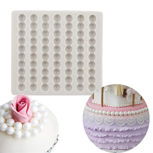 MINFEIDMS Pearl Borders Silicone Molds Pearl Fondant Mold Round Pearl Chain Mold For Cake Decorating Cupcake Topper Candy Chocolate Gum Paste Polymer Clay