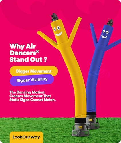 Image of LookOurWay Air Dancers Wacky Waving Inflatable Tube Man Set - 10 Feet Tall Inflatable Dancing Man with Blower - Yellow