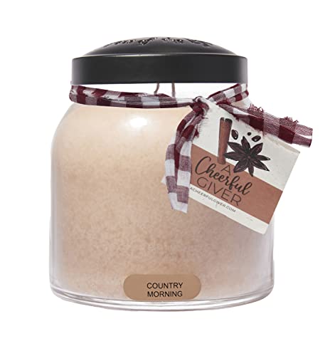A Cheerful Giver–Country Morning 34oz Papa Scented Candle Jar with Lid Keepers of the Light 155 Hours of Burn Time Gift for Women Brown