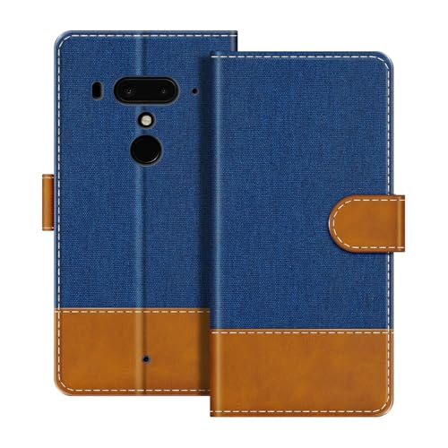 UOGNADGD Funda Billetera de Piel Plegable Compatible con HTC Exodus 1 Cubierta para Teléfono con Portatarjetas, Bloqueo RFID, Cierre Magnético & Soporte (Azul)