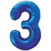 Produktbild Unique Party Supplies 55743 Riesenzahl 3 Luftballon - 86 cm - Blau