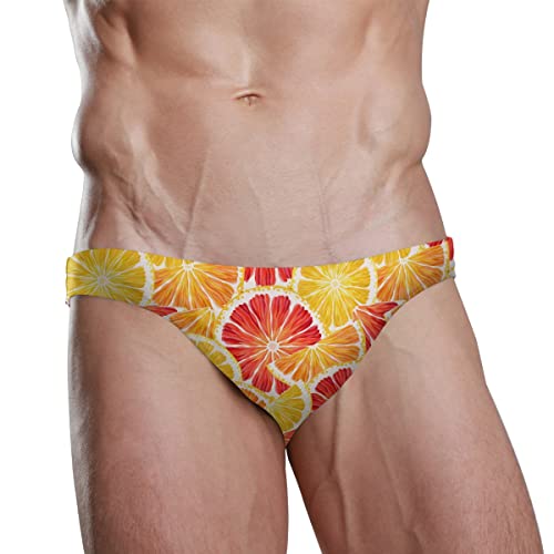 Men's Swim Briefs Lemon Orange Fruit Pattern Swimsuit Beach Swimwear Sexy Bikini M 20403156 #TOP1