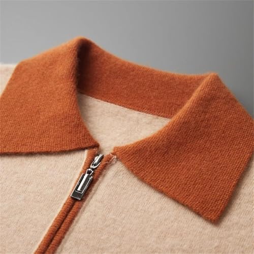 Mens Pullover Cashmere Sweater Polo Style Knitted Casual Large Fit Soft Lightweight Warm Comfortable Light Gray(VVKPGNGK-Khaki,X-Large)4
