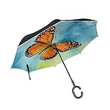 senya Double Layer Inverted Umbrella Monarch Butterfly Reverse Folding Umbrella C Shape Handle Car T