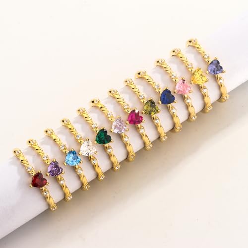 Nauria Designs Gold Birthstone Rings 925 Silver Stackable Rings For Women And Girls Perfect Birthday Gift thumb #2