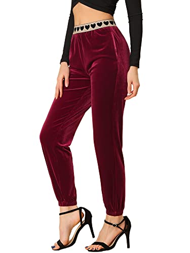 Allegra K Damen-Jogginghose mit elastischem Bund und Herz-Aufdruck,...