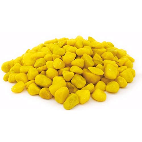 VANNEF Stone Decorative Aquarium and Vase Fillers Pebbles for Garden and Home Decor (Yellow, 450gm)