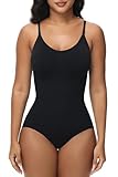 VIHTVIWE Bodysuit for Women Tummy Control Shapewear Body Shaper Spaghetti Strap Camisole Black Brief L-XL