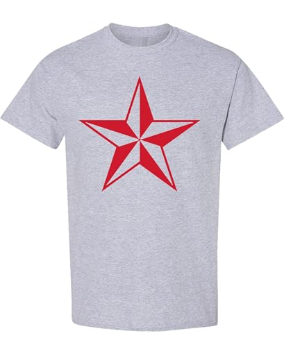 Nautical Star T-Shirt North Star Compass Rose Design Military Tattoo Sailor Graphic Tee Men Women (2XL,