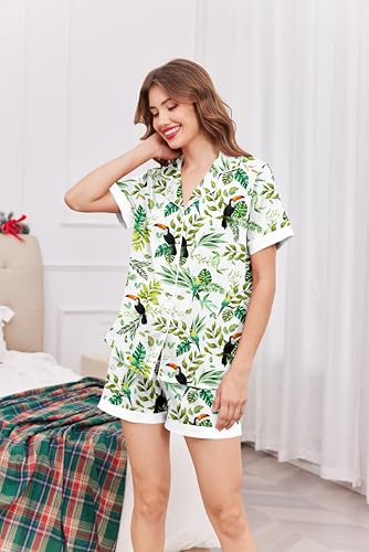 Image of Ekouaer Womens Button Down Pajamas Set Short Sleeve Sleepwear 2026 Summer Soft 2 Piece Lounge Sets