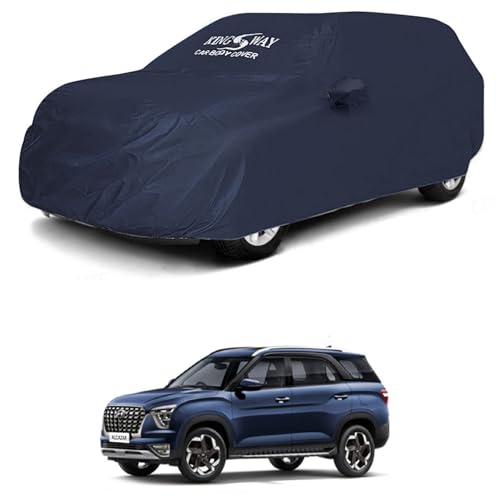 Image of KINGSWAY Accessories Waterproof Car Cover Only Compatible with Hyundai Alcazar Year 2021 to 2024, Mirror Pockets, Bird Poop, All Weather, Scratch and UV Protection Car Body Cover, Grey