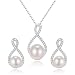 EVER FAITH 925 Sterling Silver CZ AAA Freshwater Cultured Pearl 8 Infinity Necklace Earrings Set