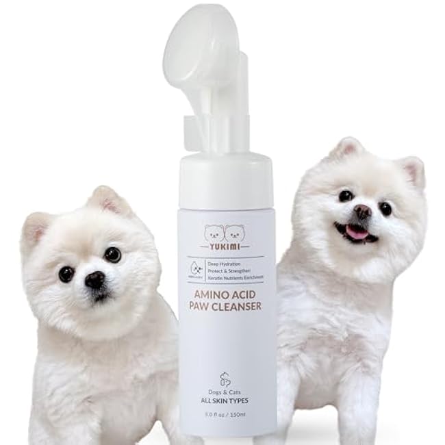 YUKIMI Premium Amino Acid Paw Cleanser with Silicone Bristle Brush for Dogs & Cats | Dermatologist Certified Hypoallergenic | Hydrating, Soothing, Deodorizing, Moisturizing | pH Balanced - 5.0 Fl Oz-Cynb7kxs