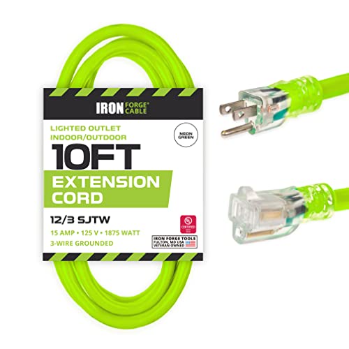 Iron Forge Cable 12 Gauge Heavy Duty Extension Cord, 10 Ft - SJTW by IRON FORGE CABLE - Used condition - US$28.04