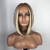 R&C Beauty High Light Bob Wigs for Black Women Straight Middle Part Wig Hair Heat Resistant Wig for