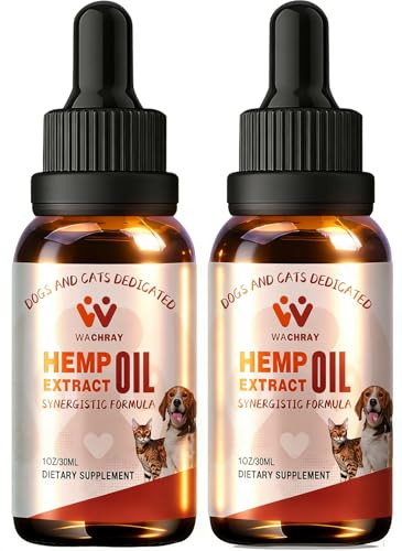 WACHRAY 2-Pack, Неmp Oil for Dogs & Cats, Calming Drops Dog Relaxants, Helps Pets with Anxiеty Strеss Slеep & Hip Joints & Αrthritis Sеizures Rеlief, Organic Pet Неmp Oil Drops