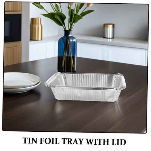 Bandejas de Aluminio de 1000ml con Tapa Recipientes Desechables para Comidas para Llevar x25 4