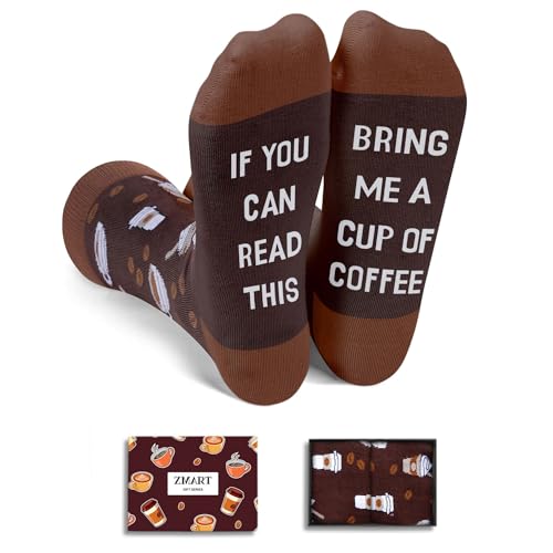 Zmart Drink Coffee Gifts for Lovers - Funny Coffee Socks, Christmas Gift for Women