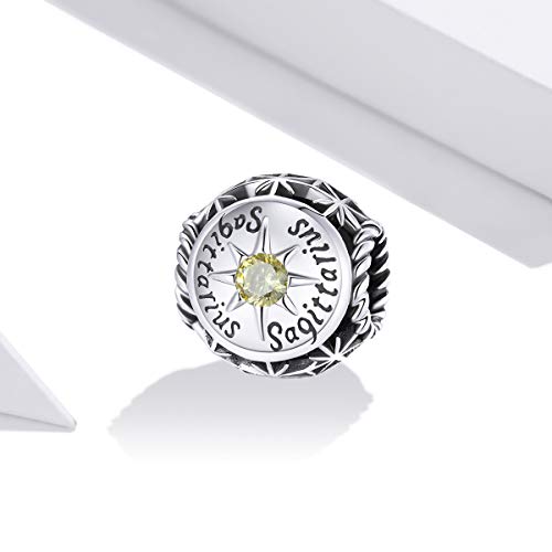 Image of 12 Constellation Charms 925 Sterling Silver Crystal Zircon Charms Family and Friends' Birthday Charm Birthstone Charms for Women Bracelets