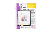 Charles Leonard Sheet Protectors, Top Loading with Binder Holes, 2 Mils Economy Weight, Letter Size, Clear, 15-Pack (48115)