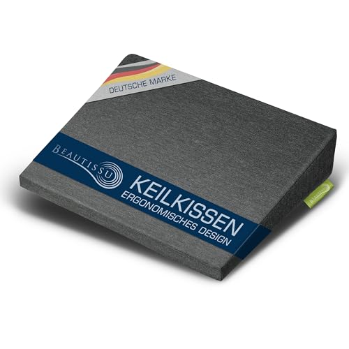 Beautissu Sitz Keilkissen formstabil Anti-Rutsch Bezug Waschbar & Reißverschluss – Ergonomisches Sitzkissen Keilkissen für Stuhl Home Office Bürostuhl Stuhlkissen Büro Anthrazit – BeauErgo
