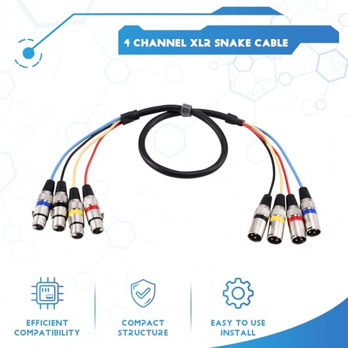 Cable de serpiente XLR macho a hembra de 4 canales patch amp para efectos de audio 5