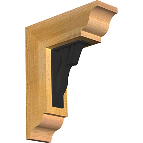 4"W x 13 1/2"D x 16"H Damon Traditional Ironcrest Rough Sawn Bracket, Western Red Cedar (2"W x 5 1/2"D x 8"H Iron Bracket)
