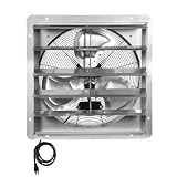 KEN BROWN 20 Inch Exhaust Fan with Power Cord, Automatic Shutter, 3500CFM, Aluminum Cooling Ventilation Fan, High Speed Wall Mounted Attic Fan for Garage, Greenhouse, Shop, Shed