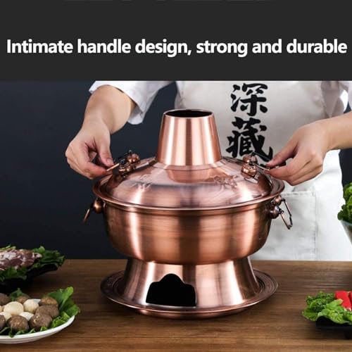 Olla China para Hot Pot de Acero Inoxidable 32 cm Dorada miniatura 3
