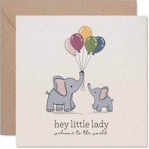Cute New Baby Card Hey Little Lady Welcome to the World
