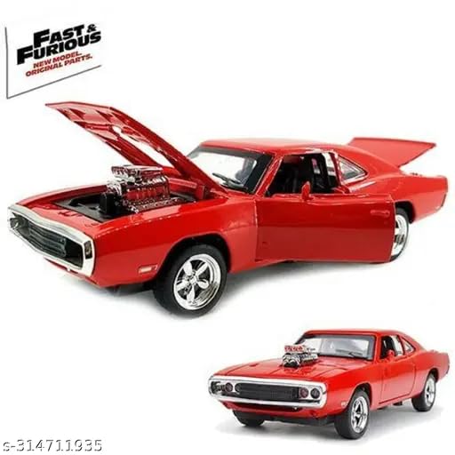 Image of WORSHIPER 1:24 Exclusive Big Fast and Furious Dodge Charger Diecast Model Metal Pull-Back with Sound Light Opening Doors Kids Boys Gifts Toys Kids Classic Car