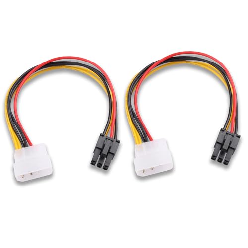 ELFJMZP 4 Pin Molex to 6 Pin Video Card GPU Power Supply Cable PCI-E Male Graphics Card Adapter(Pack of 2)