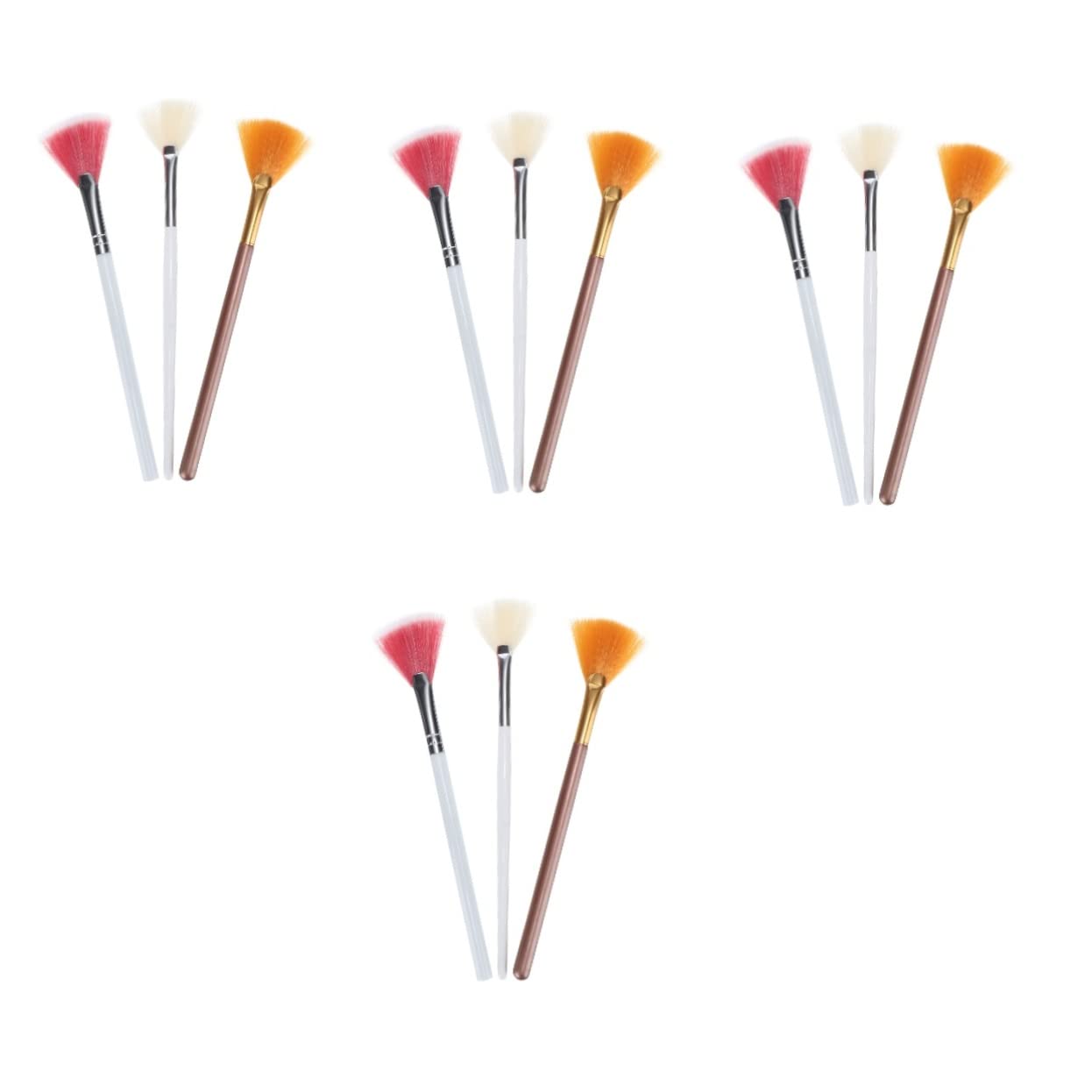 minkissy 12piezas Brochas De Maquillaje Forma De Ventilador Para Iluminadores y Aplicación De Colorete Accesorios Cosméticos Para Uso Profesional y Diario