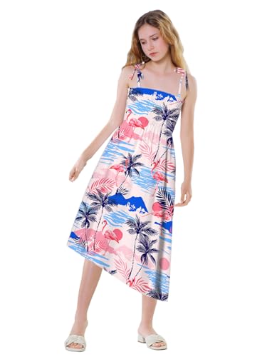 Image of SANGTREE Girls' Women's Summer Sundress Casual Smocked Floral Beach Holiday Dress, 18 Month - XL