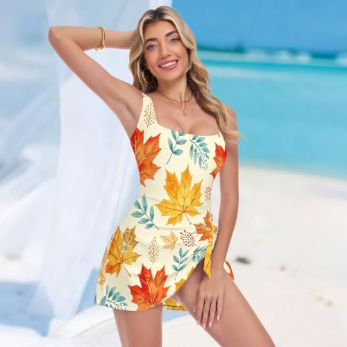 Maillot de bain une pièce imprimé feuille d'érable pour plage et spa - 3