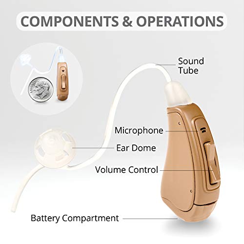 Otofonix Elite Hearing Amplifier For Seniors & Adults, Noise Canceling, (Pair, Beige) #TOP1